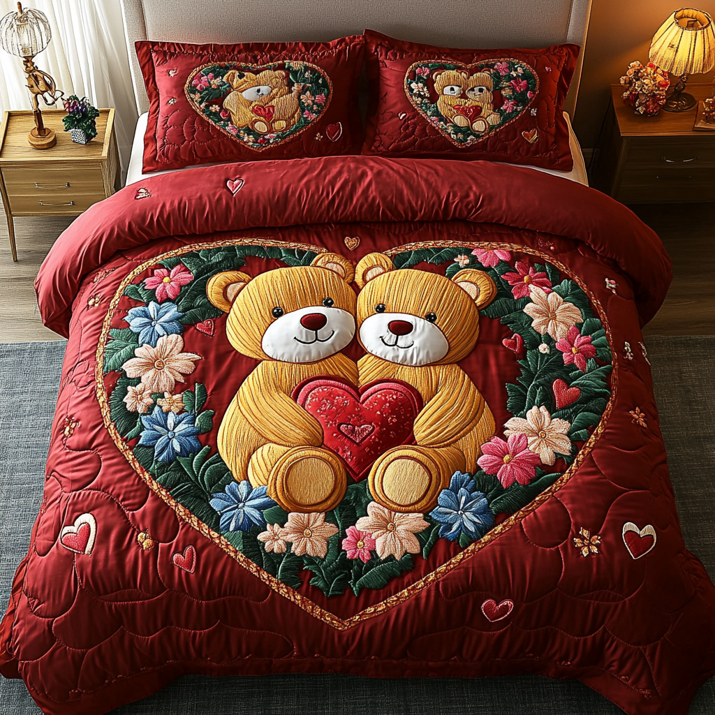 Adorable Affection Quilted Bedding Set Valentines Gift Ideas For Boyfriend