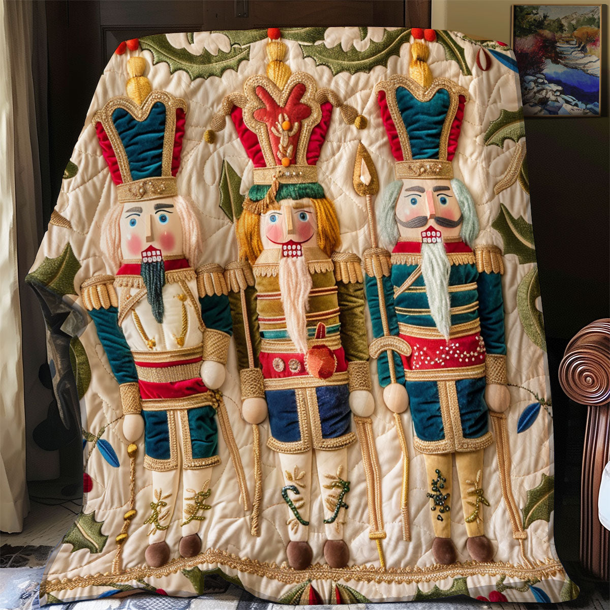 Adorable Animated Nutcrackers Quilt Blanket Christmas Gifts For Wife